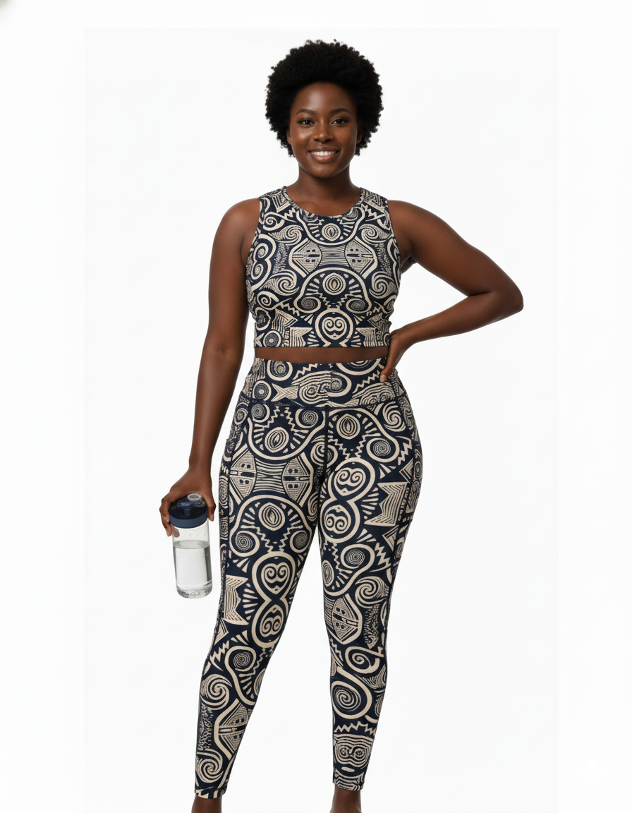 DCActv Black/Beige Long Leggings