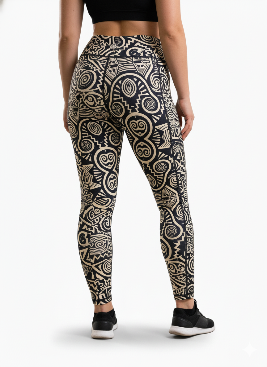 DCActv Black/Beige Long Leggings