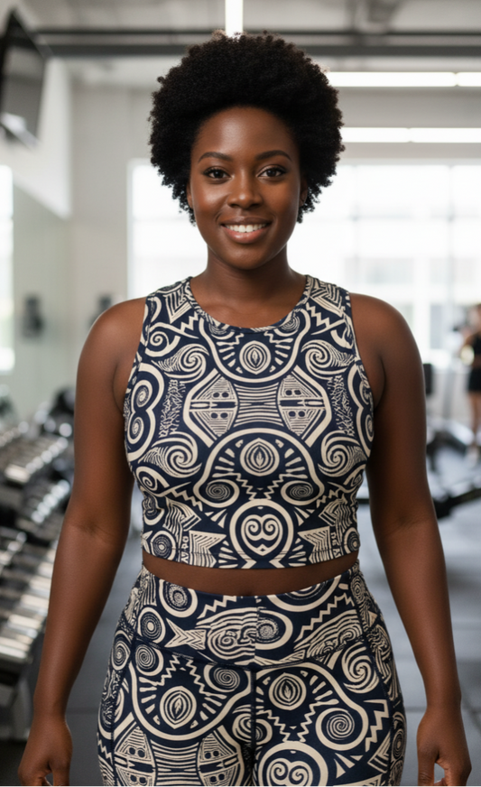 DCActv Black/Beige Sleeveless Top