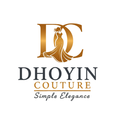 Dhoyin Couture logo with gold and black design on a white background