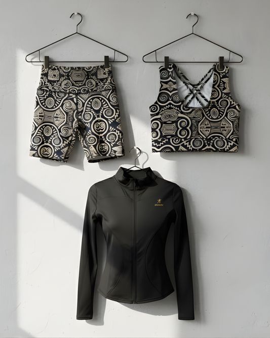 DCActv Black/Beige Shorts Set